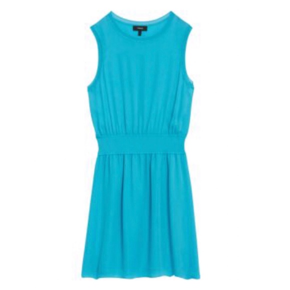 Theory Dresses | Theory Rib Trim Teal Fiji Silk Day Dress | Color: Blue | Size: M | Clearancechic's Closet